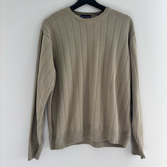 Vintage Y2K Ribbed Knit Sweater John Ashford Crewneck Mens Large 100% Cotton - Picture 1 of 5